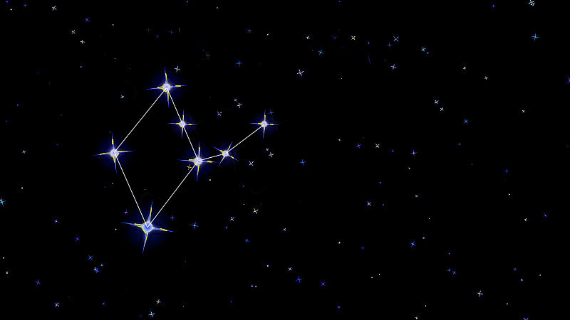 处女座十二宫星座，黑色背景上的星星，星空