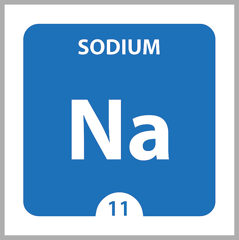 钠化学元素周期表11号元素。分子与通信背景。化学钠，实验室和科学背景。主要化学矿物和微量元素