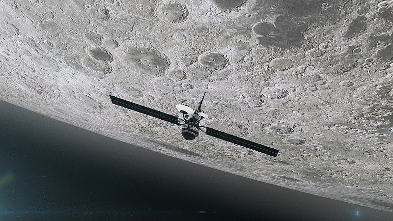 空间的研究。绕月球运行的卫星。NASA公共领域图像纹理。