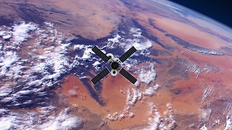 间谍卫星绕地球运行。NASA公共领域图像