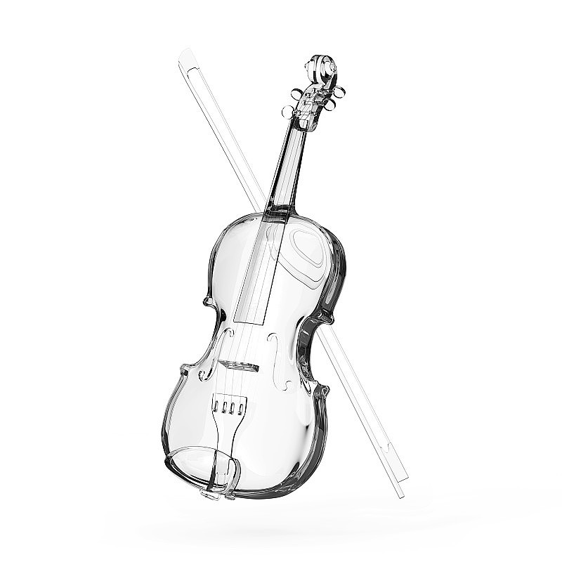 带弓的古典玻璃小提琴。3d渲染