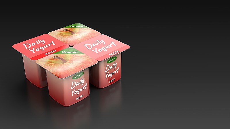 酸奶苹果4黑色背景一左角3d渲染