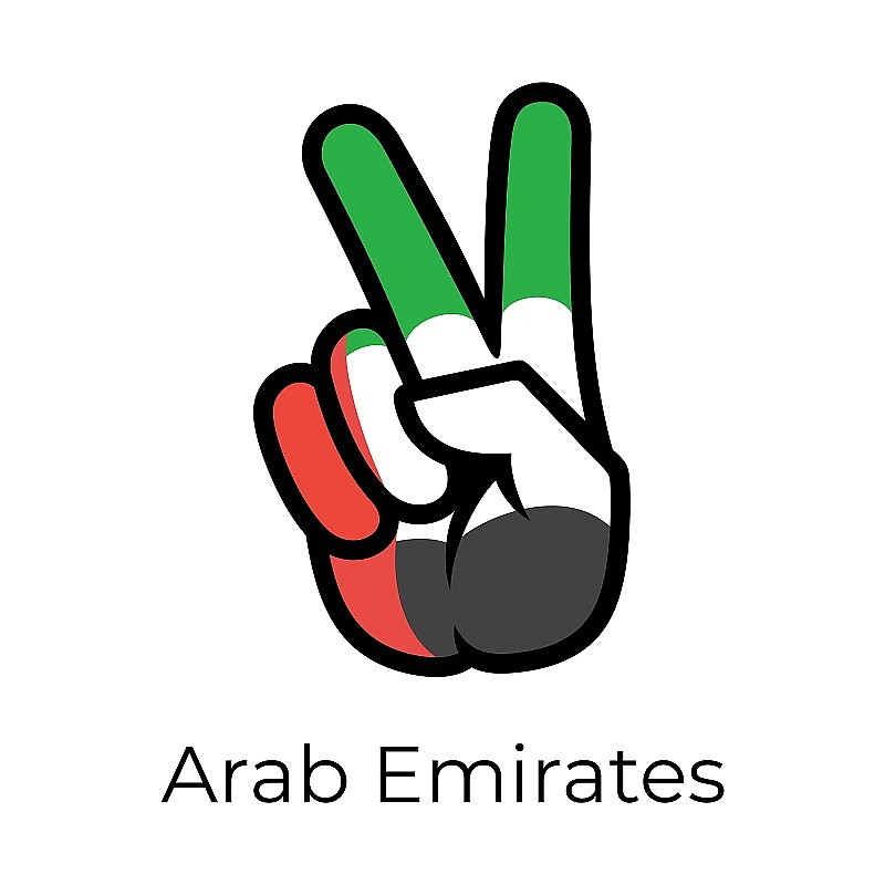 以阿拉伯酋长国国旗的形式作和平标志。手势V胜利手势、爱国手势、应用图标、网站图标、t恤图标、纪念品图标等。