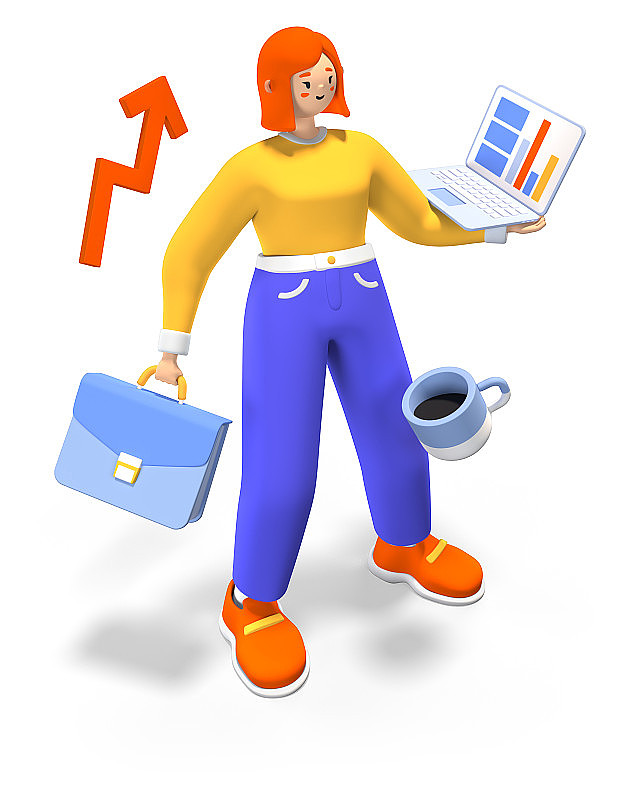 勤奋的工人-现代彩色3D风格插图