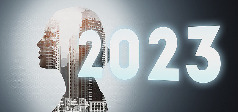 2023年新年的概念。新的一年，事业有成，事业有成