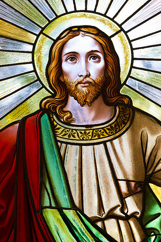 耶稣基督的彩色玻璃教堂窗户