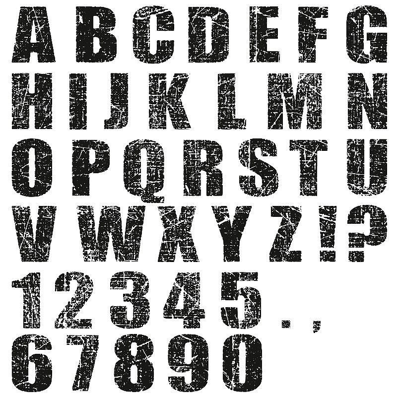 黑色粗体垃圾字母和数字在白色背景上