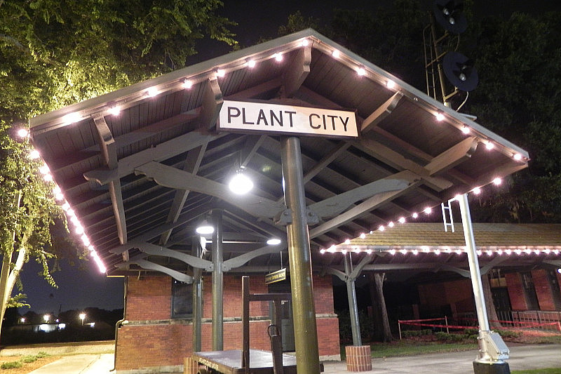 植物城，佛罗里达老火车站晚上。