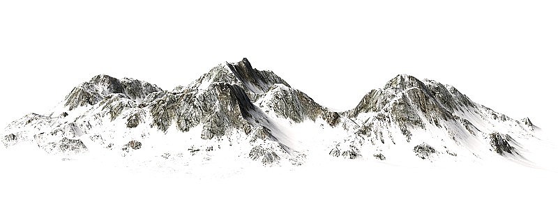 雪山-山峰孤立在白色的背景