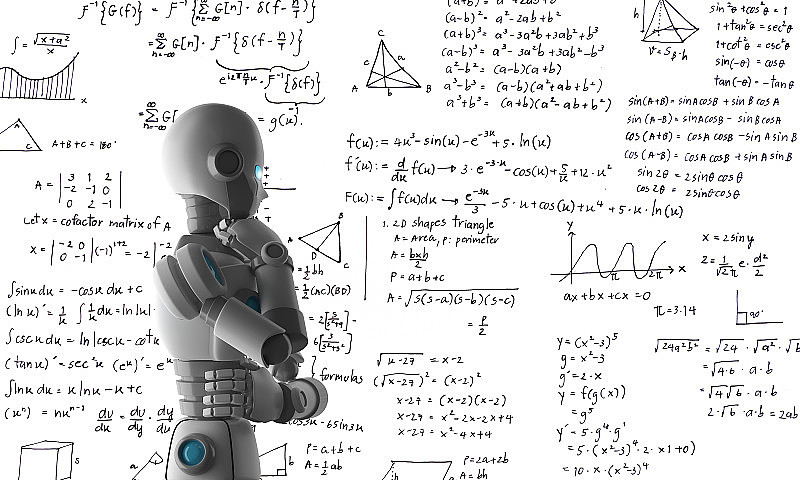 机器人学习或解决问题，未来技术中的人工智能概念，3d插图