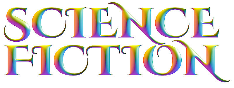 科幻小说，彩色浮雕字母，3d插图