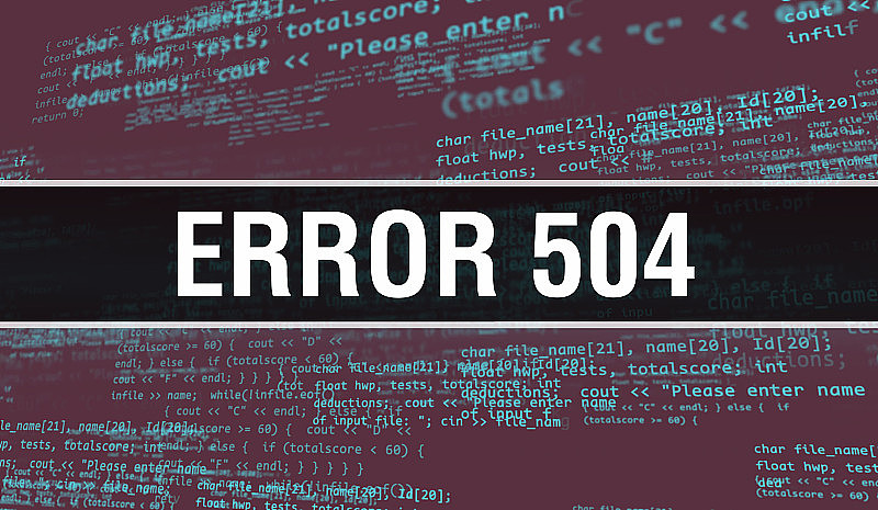 错误504与数字java代码文本。错误504和计算机软件编码矢量概念。编程编码脚本java，数字程序代码与错误504屏幕插图“n