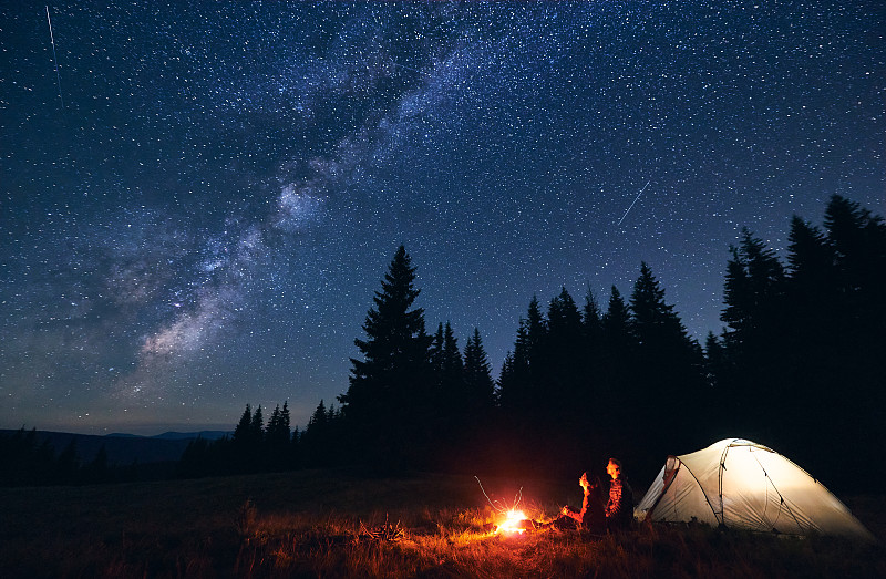 星空下的篝火图片