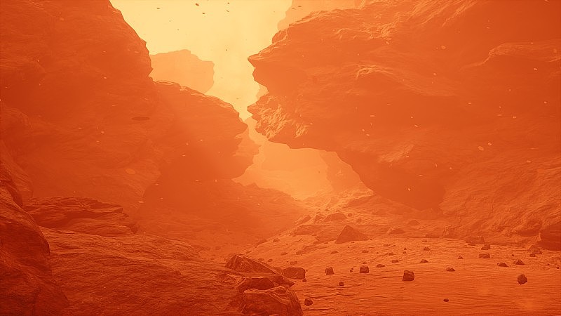 红色星球火星表面的沙尘风暴。火星殖民和太空旅行的概念。该图像是为未来主义、科幻或太空旅行设计的。三维渲染
