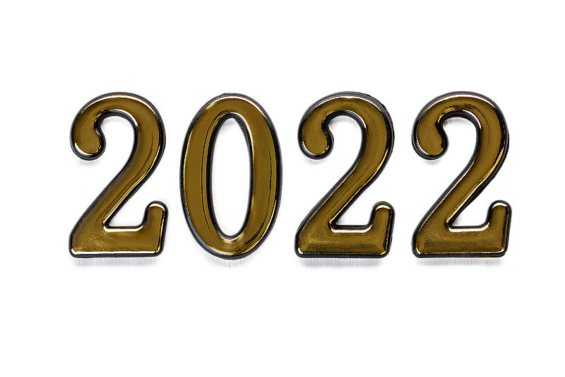 数字2022在白色孤立的背景上.摘要:2022年是虎年