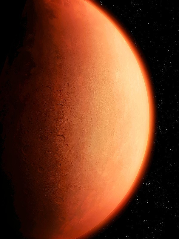 火星沙漠表面和大气的特写。