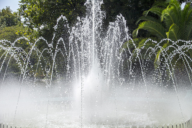 喷泉喷出的水。