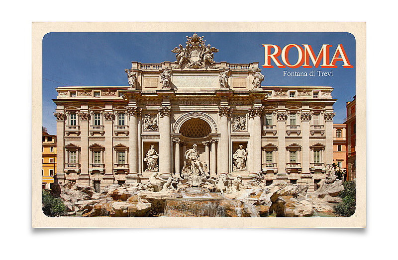 经典明信片:意大利罗马，特莱维喷泉