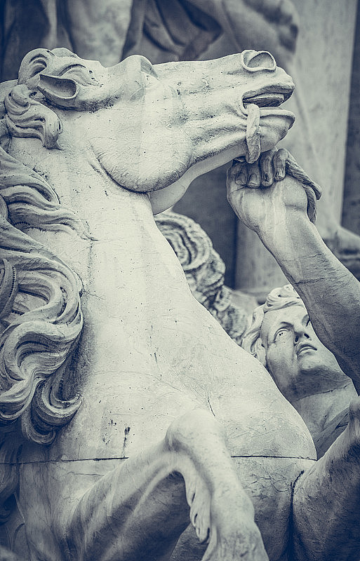 罗马特莱维喷泉雕像的细节