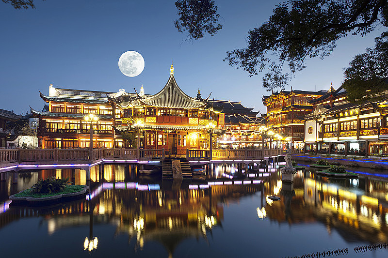 上海豫园夜景。