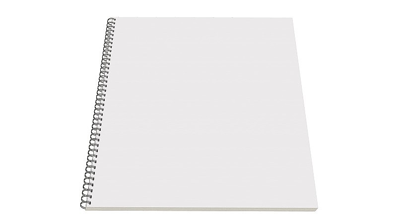 空白白色螺旋装订纸画板孤立在白色