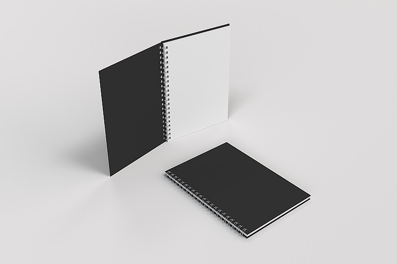 两本白底螺旋装订的笔记本