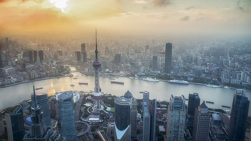 上海天际线城市景观，上海陆家嘴金融贸易区天际线，中国上海