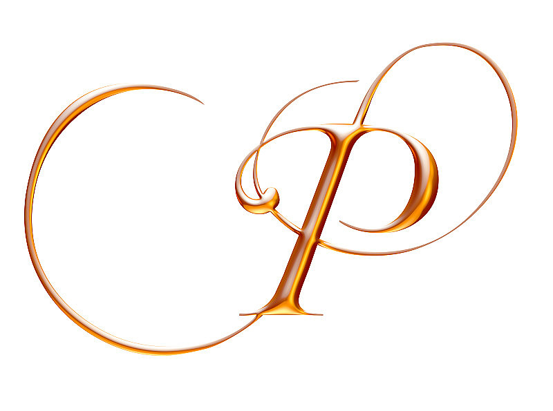 金色字母，字母P，白色背景，斜面金色效果，3d插图