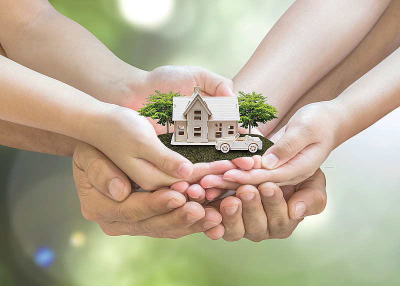 住房贷款，汽车保险，家庭保险保护，私人财产遗产规划概念